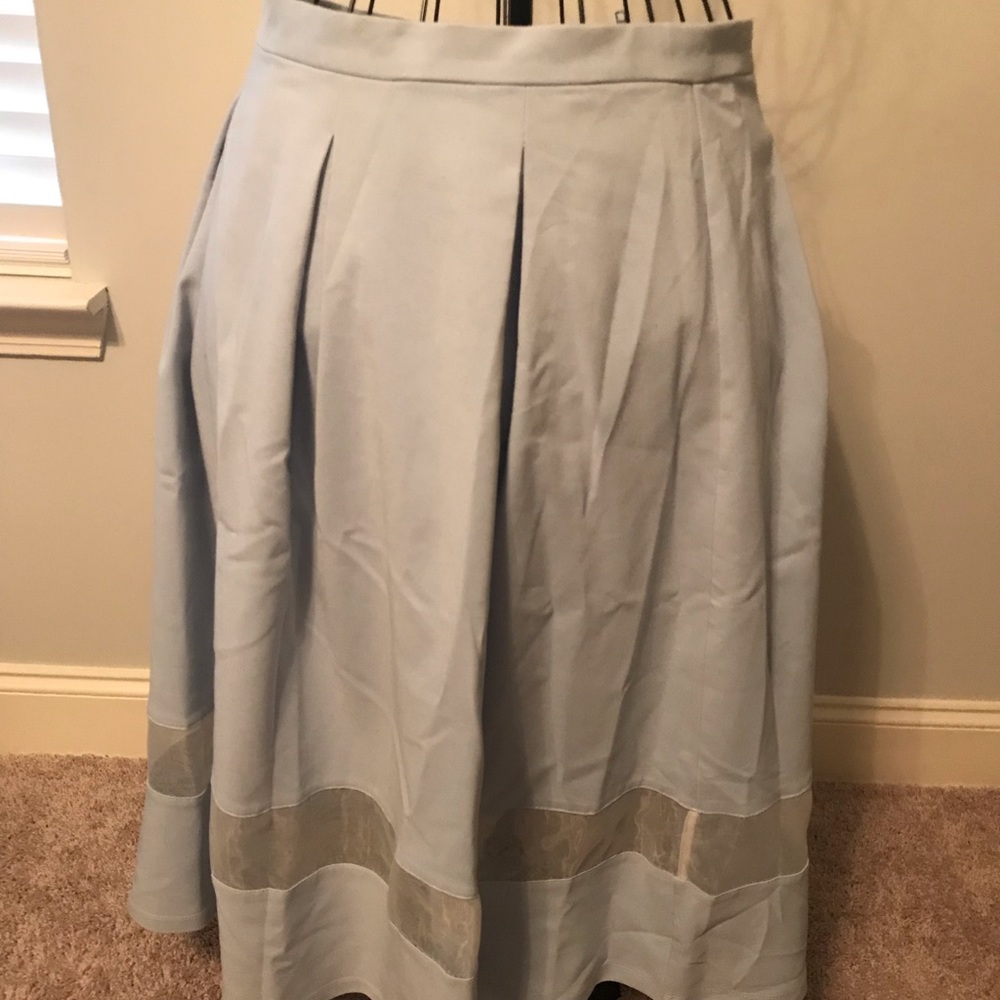 Baby Blue Topshop Pleated Midi Skirt 12